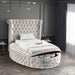 Meridian Furniture - Luxus Cream Velvet Upholstered Twin Bed (3 Boxes) - LuxusCream-T - GreatFurnitureDeal