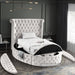 Meridian Furniture - Luxus Cream Velvet Upholstered Twin Bed (3 Boxes) - LuxusCream-T - GreatFurnitureDeal