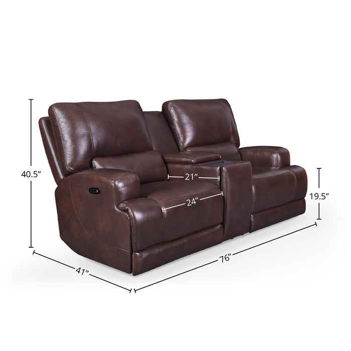 GFD Leather - Tahoe Dual Zero Gravity Power Console Loveseat  - M522-20 - GreatFurnitureDeal