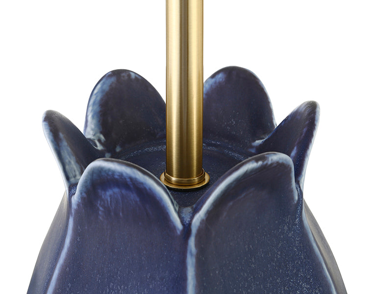 Worlds Away - Mae Organic Floral Inspired Ceramic Table Lamp In Matte Navy Glaze - MAE NVY - GreatFurnitureDeal