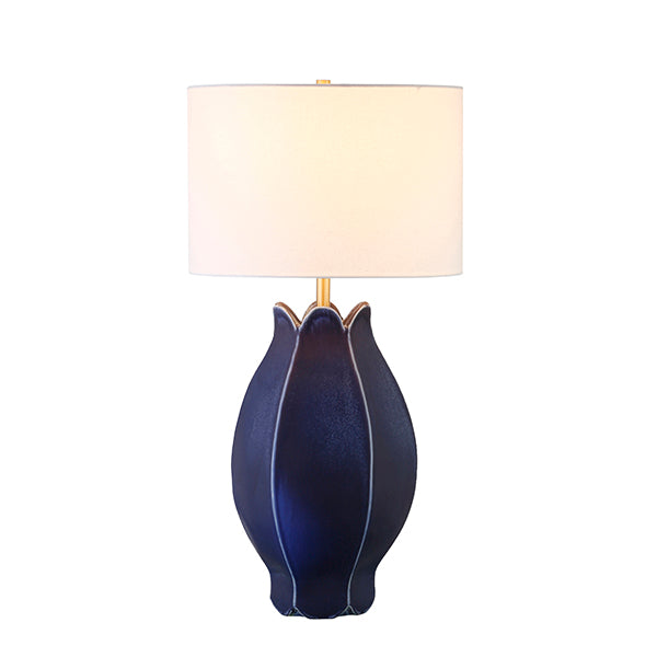 Worlds Away - Mae Organic Floral Inspired Ceramic Table Lamp In Matte Navy Glaze - MAE NVY - GreatFurnitureDeal
