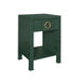 Worlds Away - One Drawer Side Table With Antique Brass Circle Hardware In Dyed Green Grasscloth - MALCOLM GR - GreatFurnitureDeal