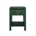 Worlds Away - One Drawer Side Table With Antique Brass Circle Hardware In Dyed Green Grasscloth - MALCOLM GR - GreatFurnitureDeal