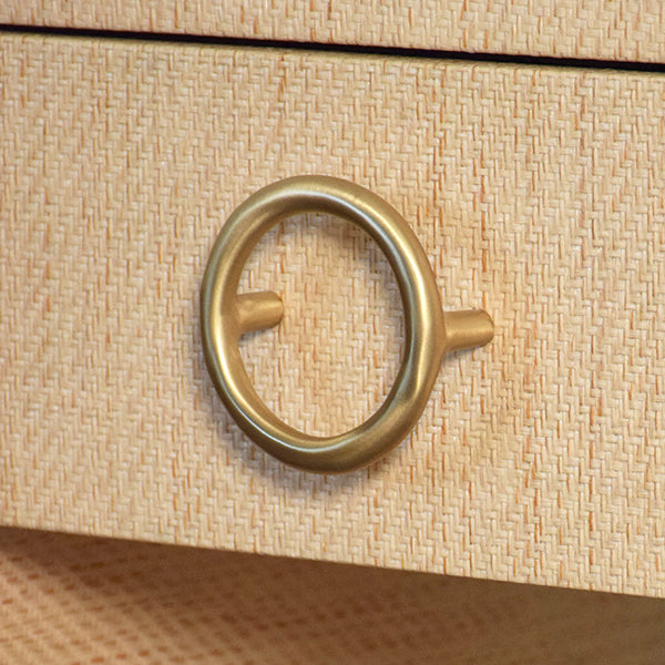 Worlds Away - One Drawer Side Table With Antique Brass Circle Hardware In Natural Grasscloth - MALCOLM NAT - GreatFurnitureDeal