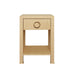 Worlds Away - One Drawer Side Table With Antique Brass Circle Hardware In Natural Grasscloth - MALCOLM NAT - GreatFurnitureDeal