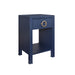 Worlds Away - One Drawer Side Table With Antique Brass Circle Hardware In Textured Navy Linen - MALCOLM NVY - GreatFurnitureDeal