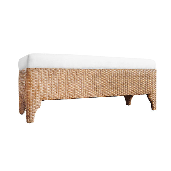 Worlds Away - Maldives Bench In Woven Water Hyacinth With Performance Ivory - MALDIVES - GreatFurnitureDeal