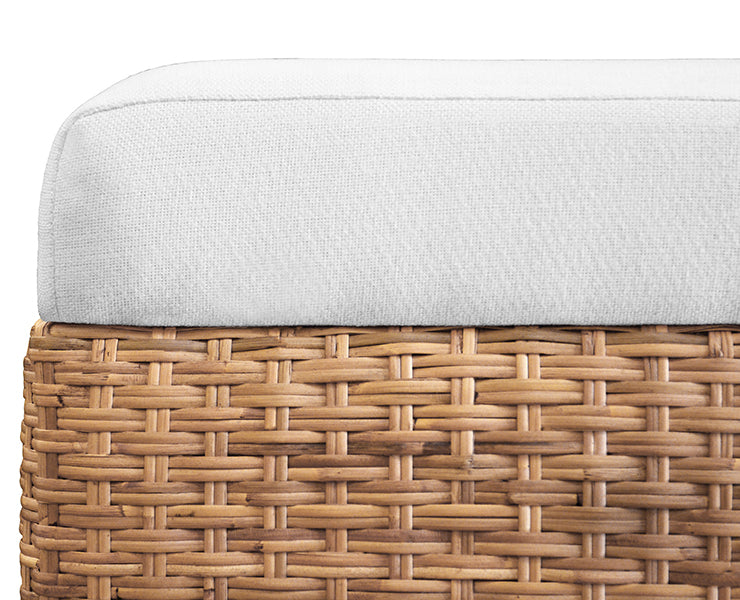 Worlds Away - Maldives Bench In Woven Water Hyacinth With Performance Ivory - MALDIVES - GreatFurnitureDeal
