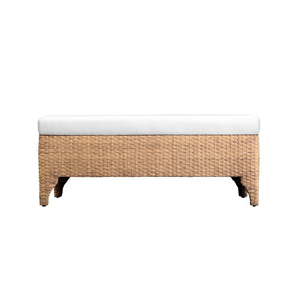 Worlds Away - Maldives Bench In Woven Water Hyacinth With Performance Ivory - MALDIVES - GreatFurnitureDeal