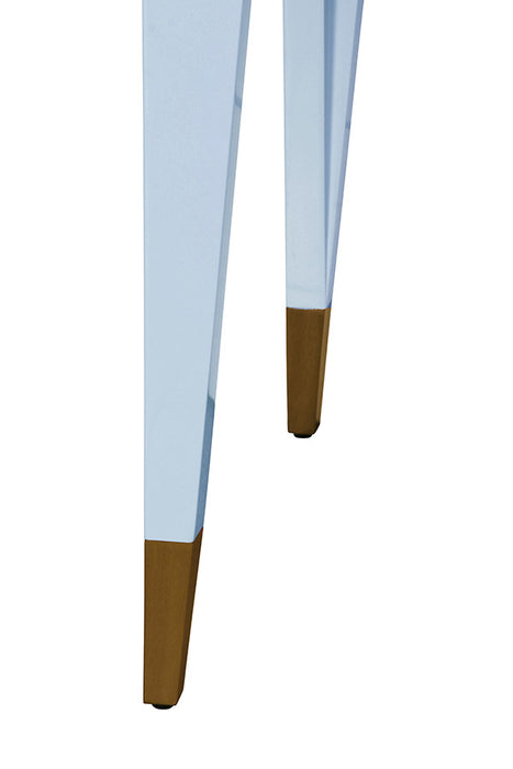 Worlds Away - Mandi Tapered Leg, One Drawer Desk With Antique Brass Foot Caps In Light Blue Lacquer - MANDI LB