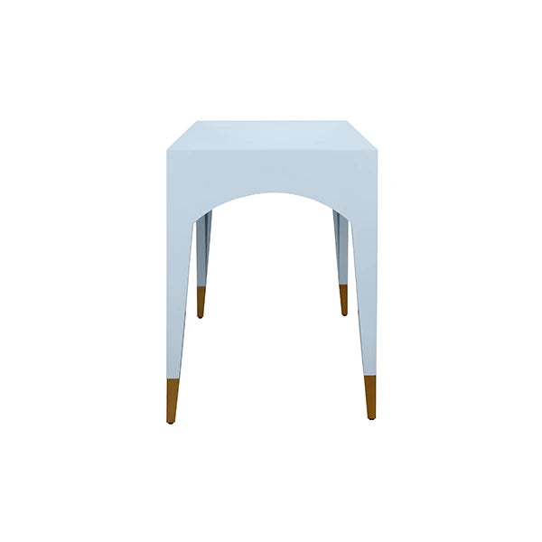 Worlds Away - Mandi Tapered Leg, One Drawer Desk With Antique Brass Foot Caps In Light Blue Lacquer - MANDI LB
