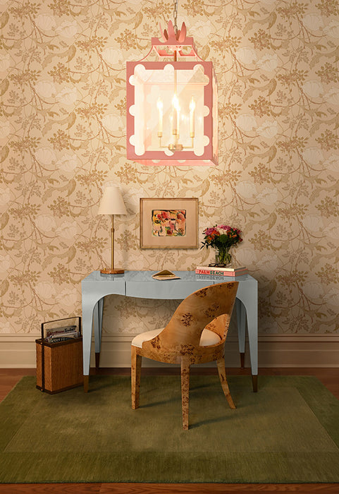 Worlds Away - Mandi Tapered Leg, One Drawer Desk With Antique Brass Foot Caps In Light Blue Lacquer - MANDI LB