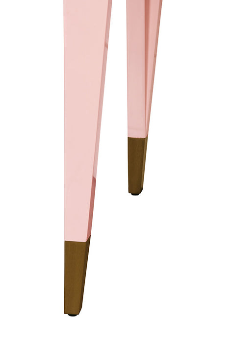 Worlds Away - Mandi Tapered Leg, One Drawer Desk With Antique Brass Foot Caps In Pink Lacquer - MANDI PI