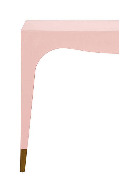 Worlds Away - Mandi Tapered Leg, One Drawer Desk With Antique Brass Foot Caps In Pink Lacquer - MANDI PI