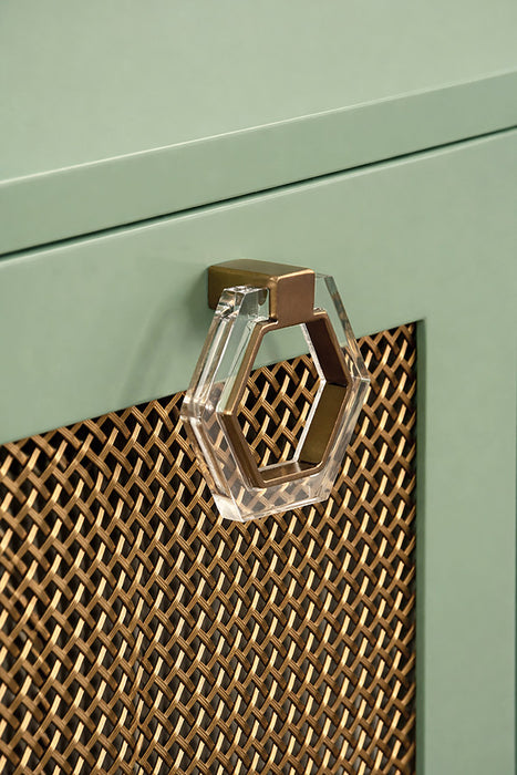 Worlds Away - Marcella Four Door Buffet With Brass Mesh Grill Door Fronts In Green Lacquer - MARCELLA GR