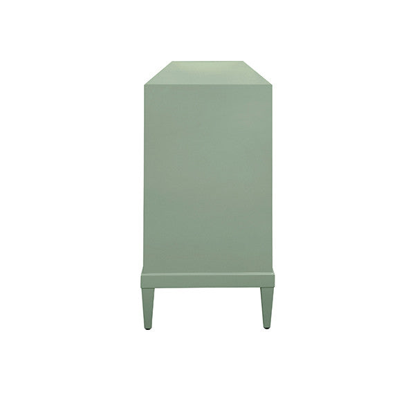 Worlds Away - Marcella Four Door Buffet With Brass Mesh Grill Door Fronts In Green Lacquer - MARCELLA GR