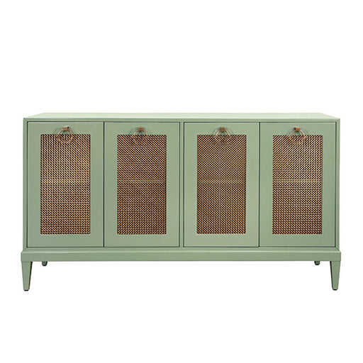 Worlds Away - Marcella Four Door Buffet With Brass Mesh Grill Door Fronts In Green Lacquer - MARCELLA GR - GreatFurnitureDeal