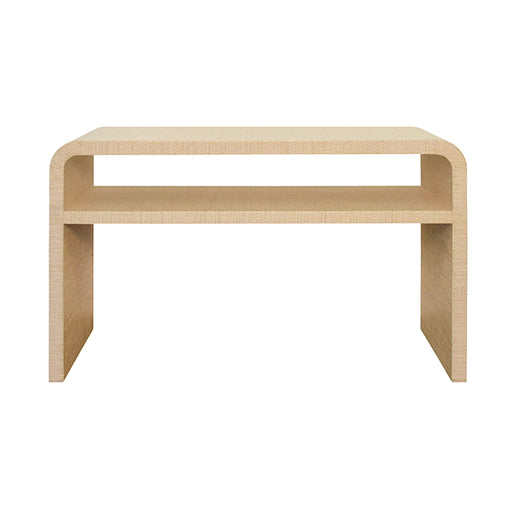 Worlds Away - Waterfall Edge Two Tier Console Table In Natural Grasscloth - MARSHALL NAT - GreatFurnitureDeal