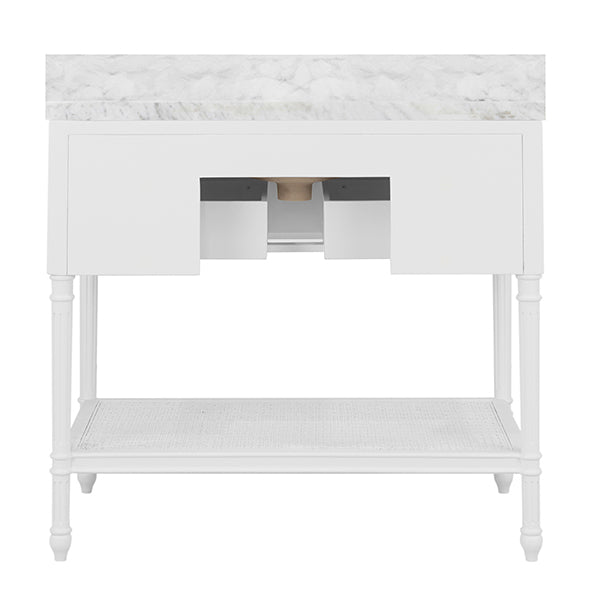 Worlds Away - Bath Vanity With Fluted Leg And Open Cane Shelf - MARTHA WH - GreatFurnitureDeal