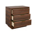 Worlds Away - Mateo Three Drawer Side Table With Antique Brass Hardware And Large Horizontal Reeds In Walnut - MATEO WAL - GreatFurnitureDeal