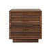Worlds Away - Mateo Three Drawer Side Table With Antique Brass Hardware And Large Horizontal Reeds In Walnut - MATEO WAL - GreatFurnitureDeal