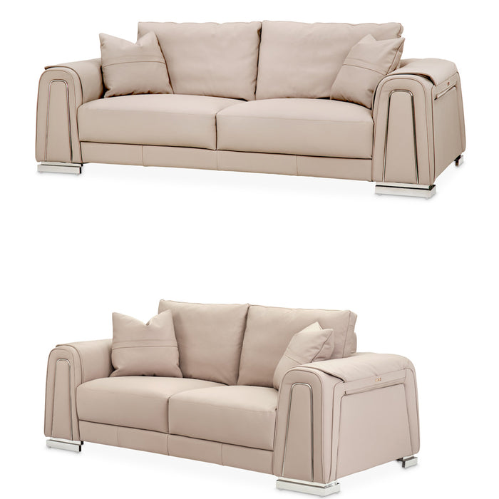 AICO Furniture - Mia Bella"Bergamo"2 Piece Sofa Set"St. Steel - MB-BRGMO15-BRGMO25-TPE-13 - GreatFurnitureDeal