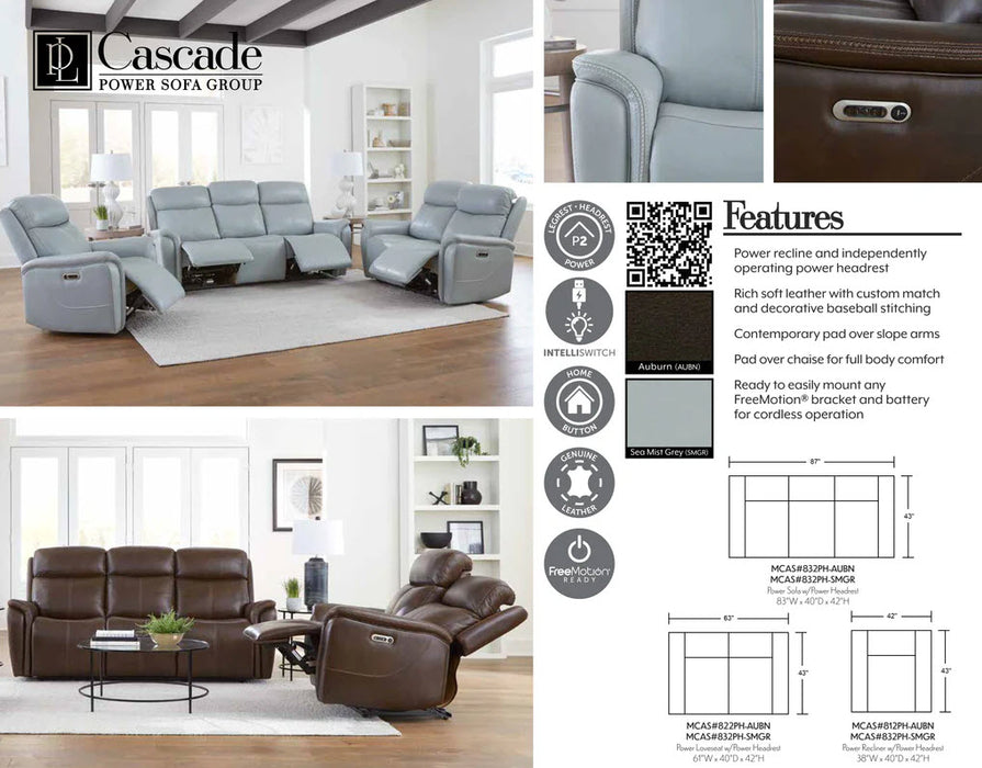 Parker Living - Cascade 2 Piece Power Reclining Living Room Set in Seamist Grey - MCAS#832PH-SMGR-2SET - GreatFurnitureDeal
