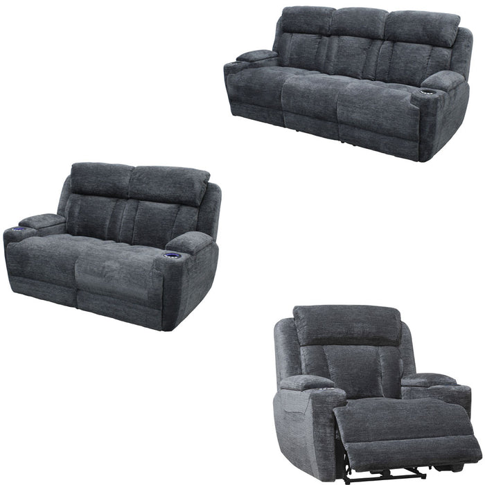 Parker Living - Dalton 3 Piece Power Living Room Set in Lucky Charcoal - MDAL#834PH-LCH-3SET