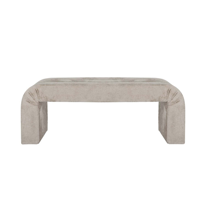Worlds Away - Mercer Horizontal Channeled Bench In Taupe Textured Chenille - MERCER TP