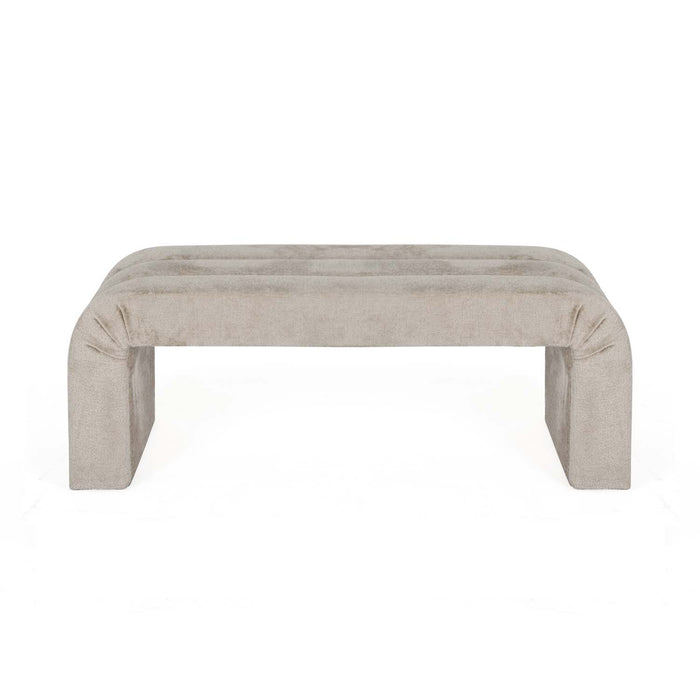 Worlds Away - Mercer Horizontal Channeled Bench In Taupe Textured Chenille - MERCER TP