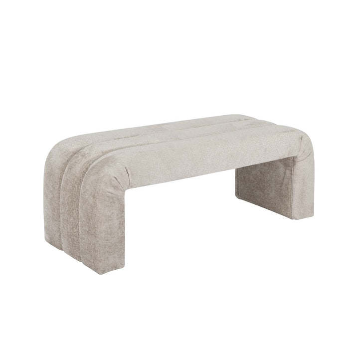 Worlds Away - Mercer Horizontal Channeled Bench In Taupe Textured Chenille - MERCER TP - GreatFurnitureDeal