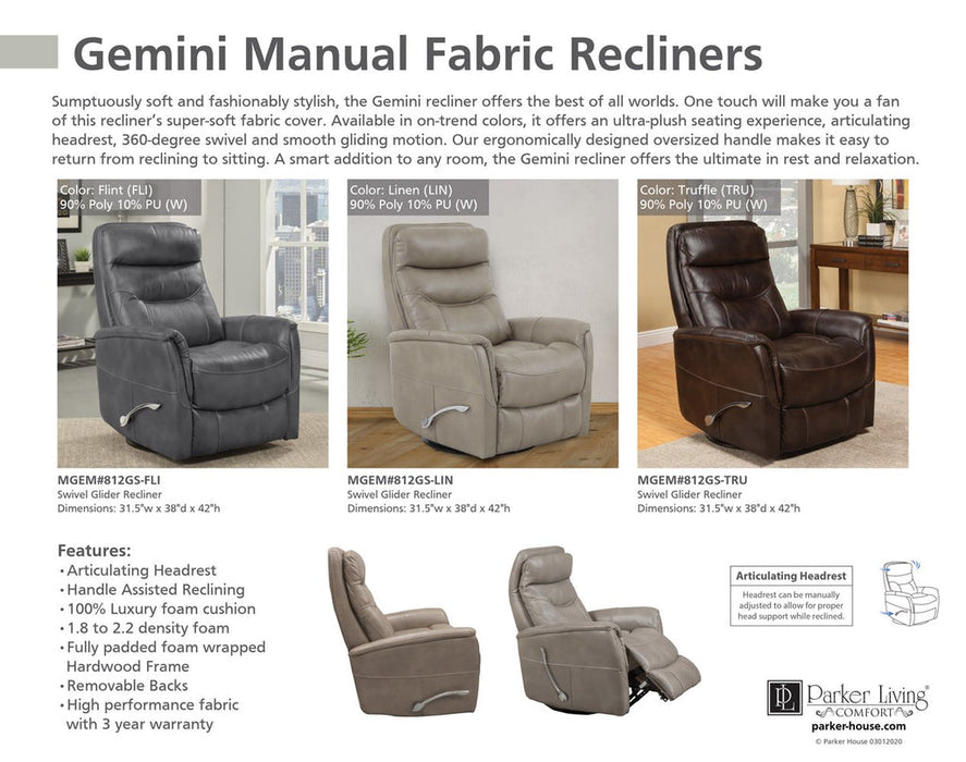 Parker Living - Gemini Linen Swivel Glider Recliner (Set of 2) - MGEM#812GS-LIN - GreatFurnitureDeal