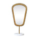 Worlds Away - Large Table Top Mirror In Aged Gold Finish On White Marble Base - MICAH LG - GreatFurnitureDeal