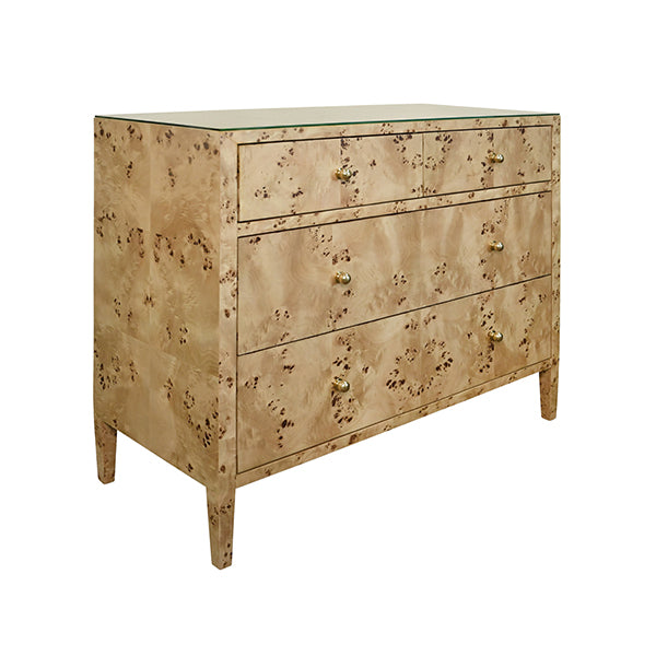 Worlds Away - Michelle Four Drawer Chest In Burl Wood - MICHELLE BW - GreatFurnitureDeal