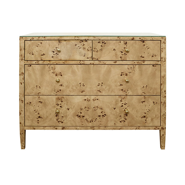Worlds Away - Michelle Four Drawer Chest In Burl Wood - MICHELLE BW - GreatFurnitureDeal