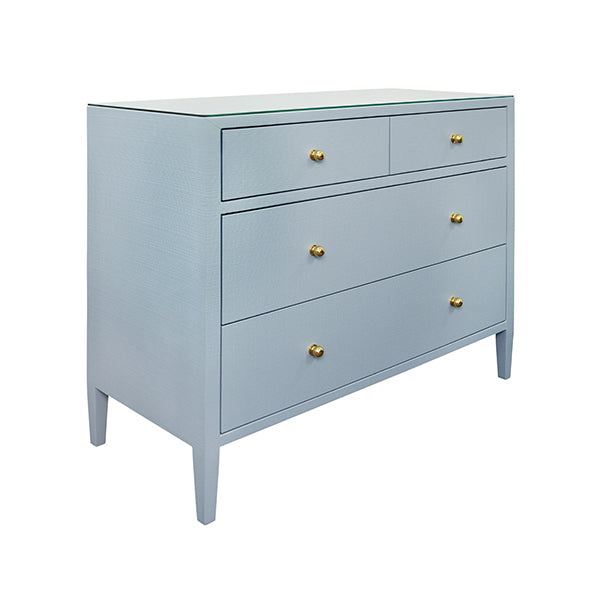 Worlds Away - Michelle Four Drawer Chest In Textured Light Blue Linen - MICHELLE LB - GreatFurnitureDeal