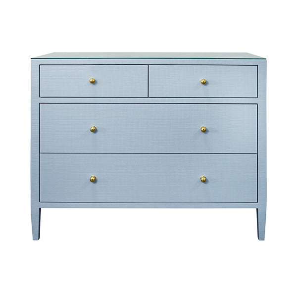 Worlds Away - Michelle Four Drawer Chest In Textured Light Blue Linen - MICHELLE LB - GreatFurnitureDeal