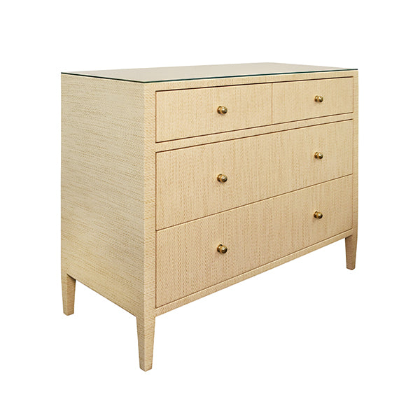 Worlds Away - Michelle Four Drawer Chest In Natural Grasscloth - MICHELLE NAT - GreatFurnitureDeal