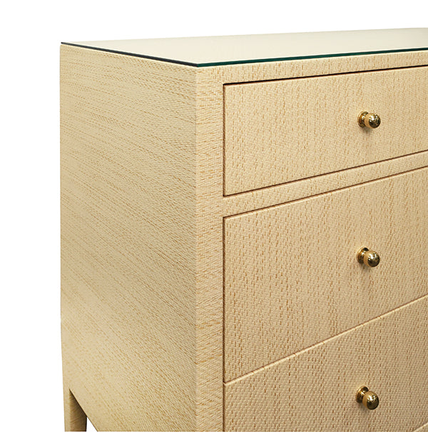 Worlds Away - Michelle Four Drawer Chest In Natural Grasscloth - MICHELLE NAT - GreatFurnitureDeal