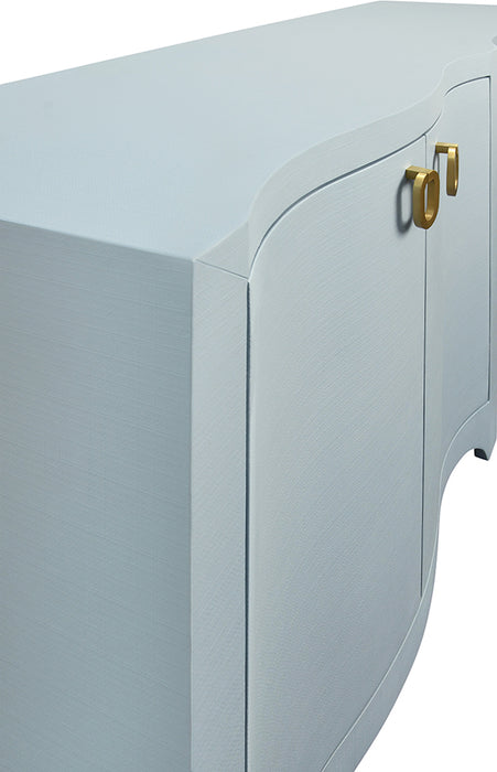 Worlds Away - Miffy Curved Front Four Door Buffet In Textured Light Blue - MIFFY LB - GreatFurnitureDeal