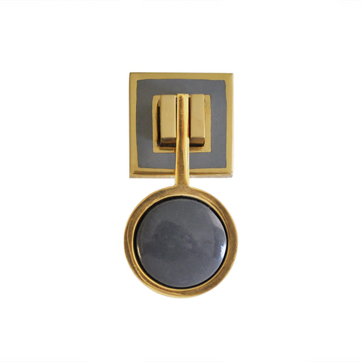 Worlds Away - Milan Brass Pull Knob With Inset Resin In Grey - MILAN HGRY - GreatFurnitureDeal