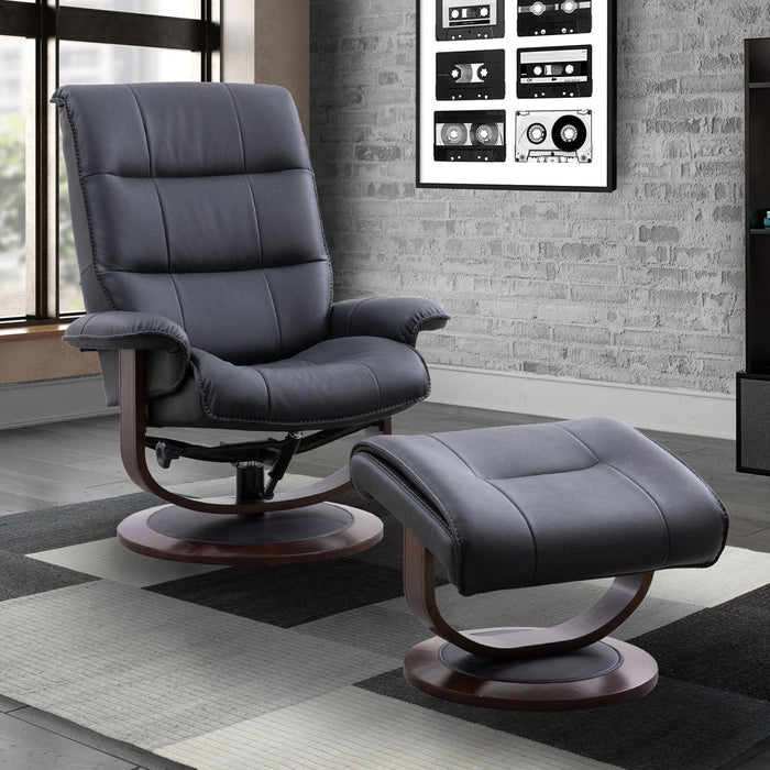 Parker Living - Knight Manual Reclining Swivel Chair and Ottoman in Black - MKNI#212S-BLC - GreatFurnitureDeal