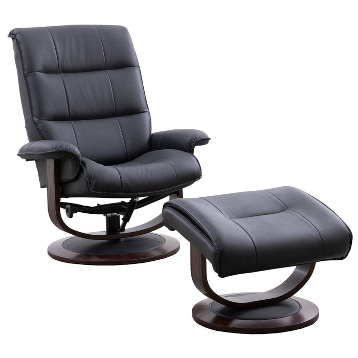 Parker Living - Knight Manual Reclining Swivel Chair and Ottoman in Black - MKNI#212S-BLC