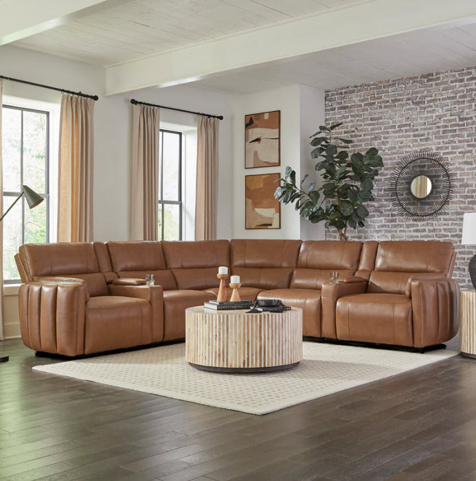 Parker Living - Modesto 7 Piece Modular Power Reclining Sectional with Power Adjustable Headrests in Sable - MMOD-PACKT7(H)-SABL - GreatFurnitureDeal