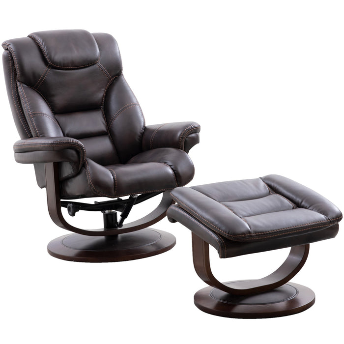 Parker Living - Monarch Manual Reclining Swivel Chair and Ottoman in Truffle - MMON#212S-TRU