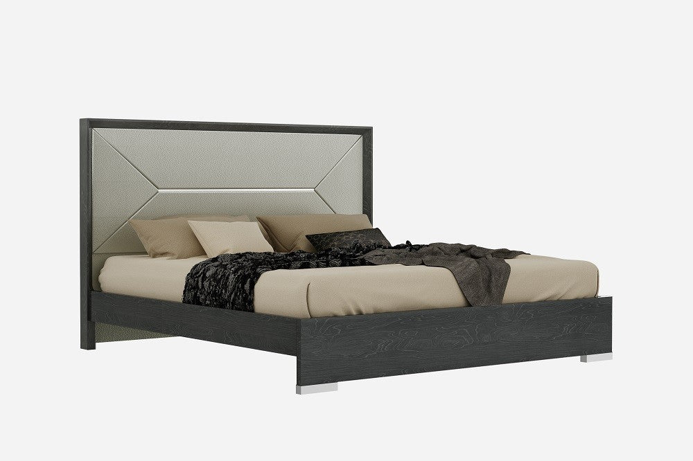 J&M Furniture - The Monte Leone Grey Lacquer Queen Bed - 180234-Q-GREY LACQUER - GreatFurnitureDeal