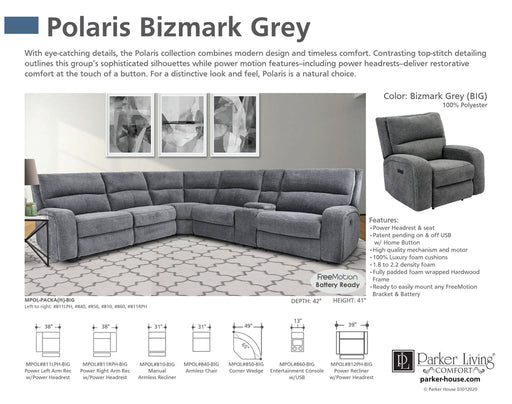 Parker Living - Polaris 6 Piece Modular Sectional in Bizmark Grey - MPOL-PACKA(H)-BIG - GreatFurnitureDeal