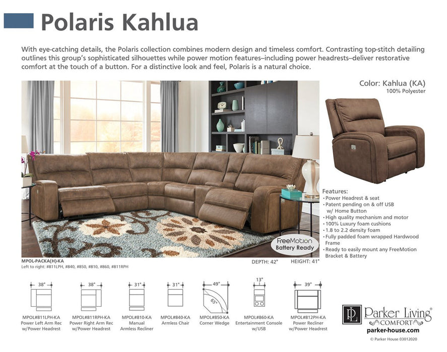 Parker Living - Polaris Kahlua 6 Piece Power Reclining Sectional - MPOL-PACKA(H)-KA - GreatFurnitureDeal