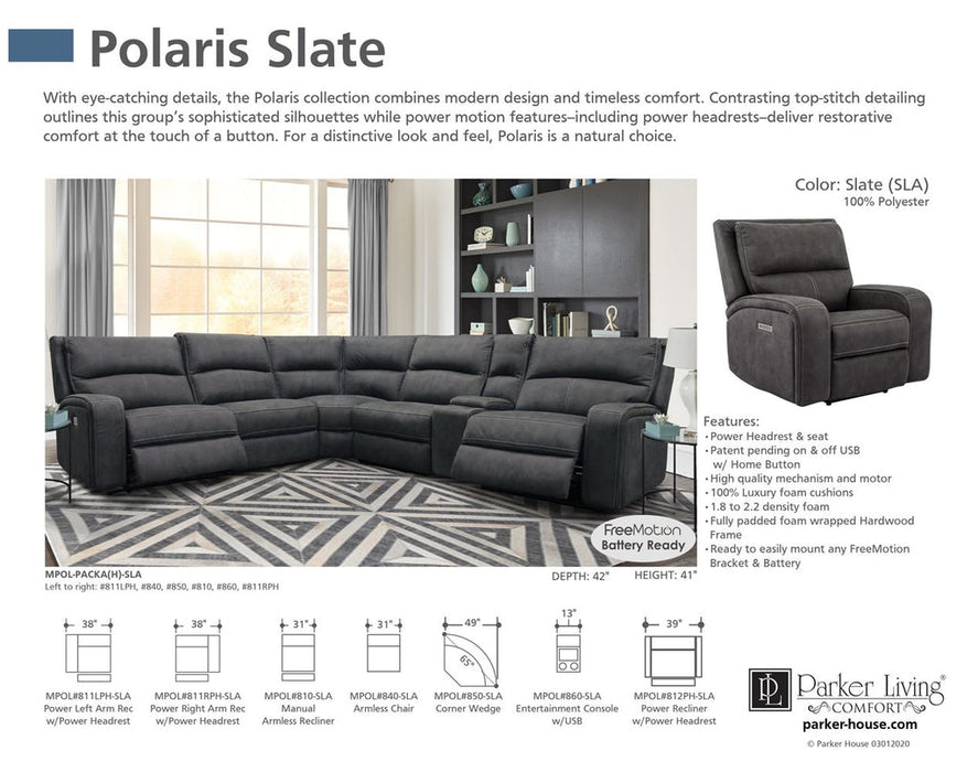 Parker Living - Polaris 6 Piece Sectional Sofa in Slate - MPOL-PACKA(H)-SLA - GreatFurnitureDeal