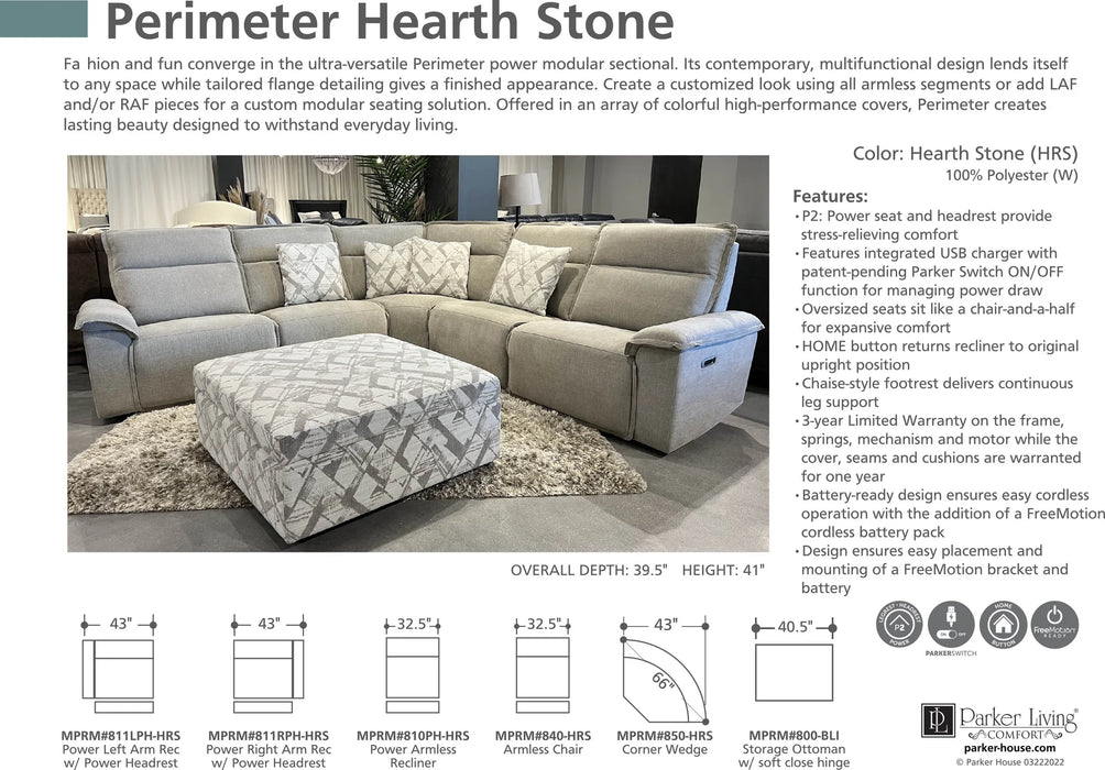 Parker Living - Perimeter 5 Piece Sectional Sofa in Hearth Stone - MPRM-PACKB(H)-HRS - GreatFurnitureDeal